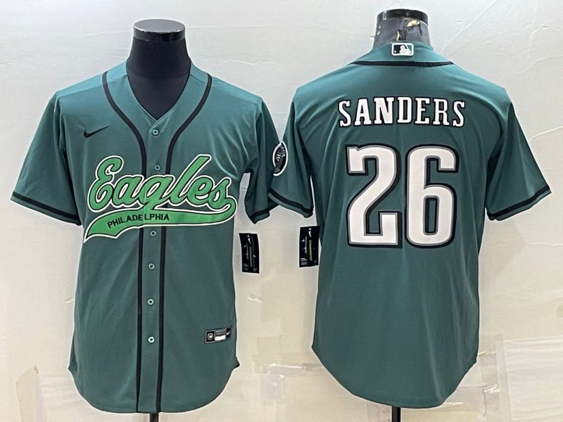 Men's Philadelphia Eagles Miles Sanders #26 Midnight Green Jersey Joint Edition